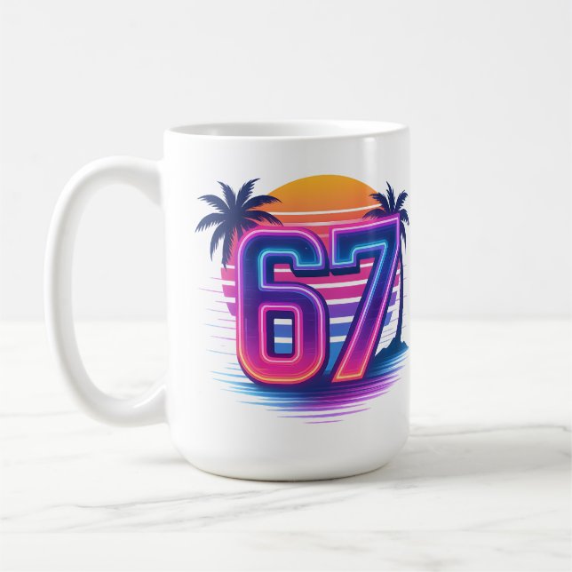 Retro Neon 67 Aesthetic Coffee Mug (Left)