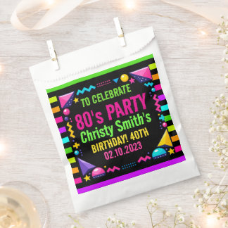 Retro Neon 80s Birthday Party Favour Bags