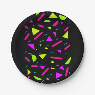 Retro Neon 80's Party Custom 7'' Paper Plates