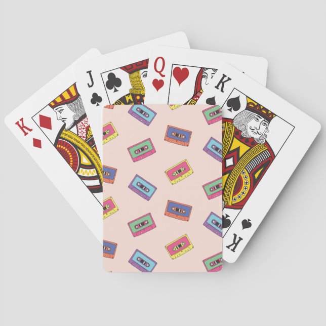 Retro Neon Audio Cassette Tape Pattern Playing Cards (Back)