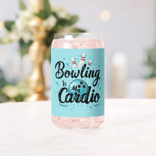 Retro Neon "Bowling Is My Cardio" Funny Bowling Can Glass