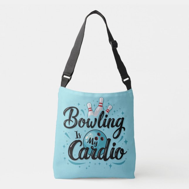  Retro Neon "Bowling Is My Cardio" Funny Bowling Crossbody Bag (Front)