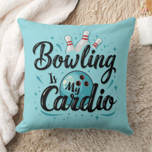 Retro Neon "Bowling Is My Cardio" Funny Bowling Cushion