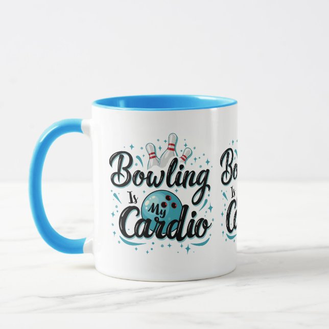  Retro Neon "Bowling Is My Cardio" Funny Bowling Mug (Left)