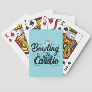 Retro Neon "Bowling Is My Cardio" Funny Bowling Playing Cards