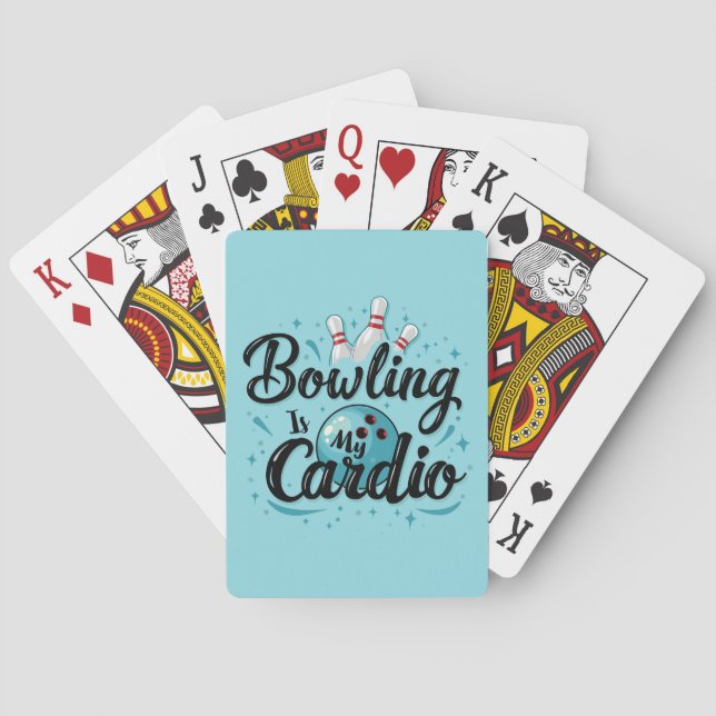  Retro Neon "Bowling Is My Cardio" Funny Bowling Playing Cards (Back)