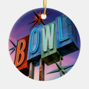Retro Neon BOWLing sign ornament