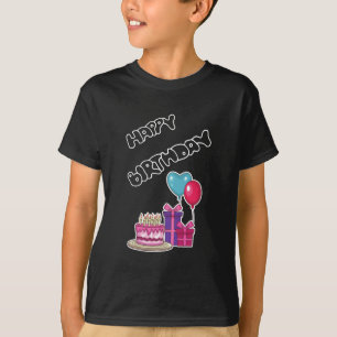 Retro Neon Bubble Text Happy Birthday T-Shirt