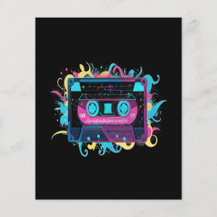 Retro Neon Cassette Tape with Vibrant Splash