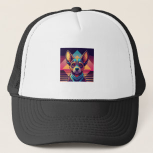Retro Neon Chihuahua � Vibrant Synthwave Dog Art Trucker Hat