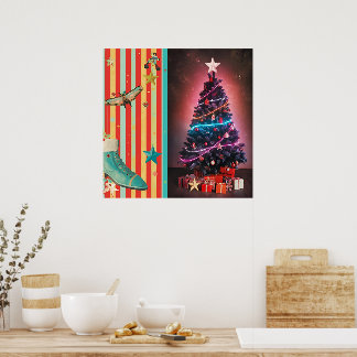 Retro Neon Christmas  Poster