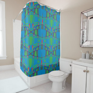 Retro Neon Circuit Shower Curtain