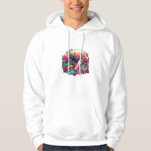 Retro Neon Cityscape with Fast Food Vibes  Hoodie