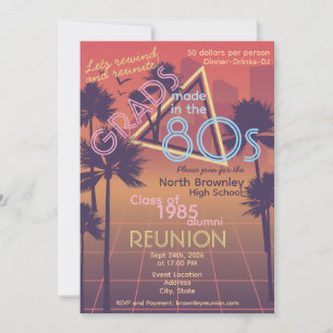 Retro Neon Colored Class Reunion Invitation
