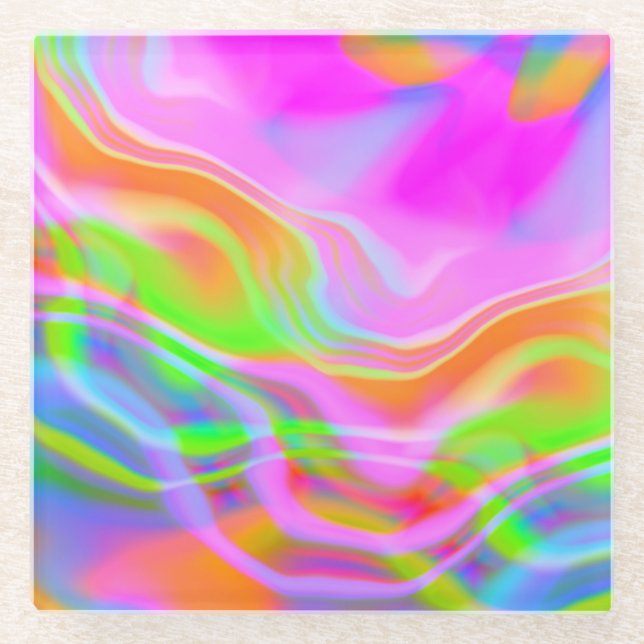 Retro neon colourful party coasters (Front)