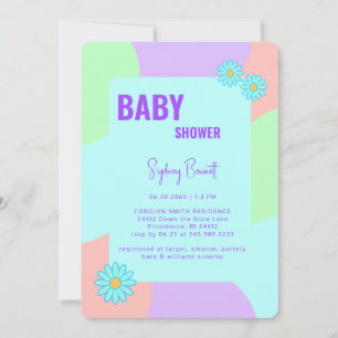 Retro Neon Colours Fun Baby Shower  Invitation