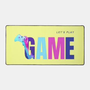 Retro Neon Cyberpunk Vaporwave Gamer Yellow Desk Mat