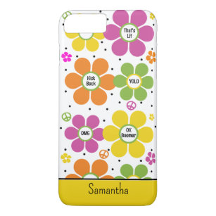 Retro Neon Floral Flower Power Monogrammed Case-Mate iPhone Case
