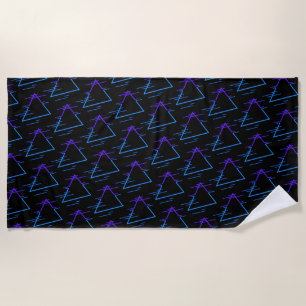 Retro Neon Geometric Pattern 2  Beach Towel