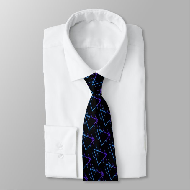 Retro Neon Geometric Pattern 2  Tie (Tied)