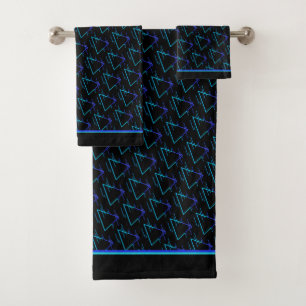 Retro Neon Geometric Pattern 3 Bath Towel Set