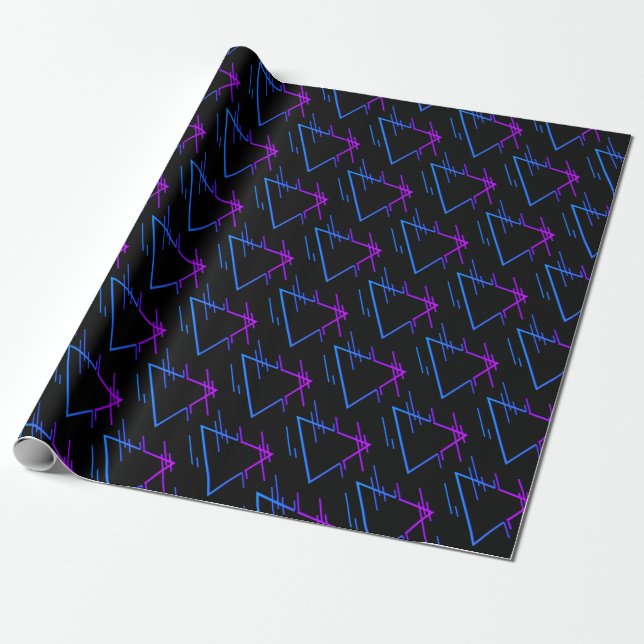 Retro Neon Geometric Pattern 3 Wrapping Paper (Unrolled)