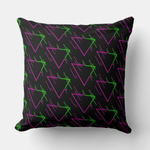 Retro Neon Geometric Pattern Cushion
