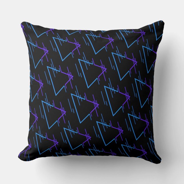 Retro Neon Geometric Pattern Cushion (Front)