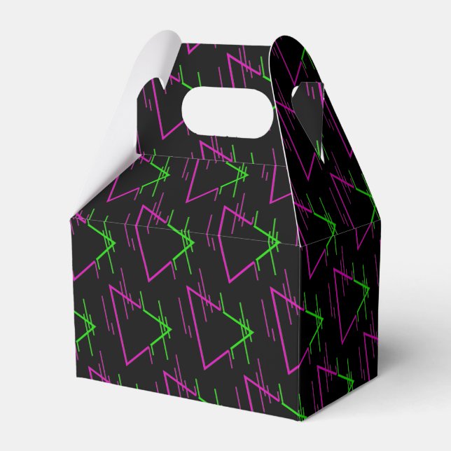 Retro Neon Geometric Pattern Gable Favour Box (Front Side)