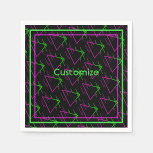Retro Neon Geometric Pattern Napkin