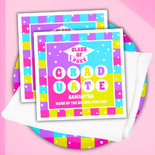 Retro Neon Graduation Party Napkin