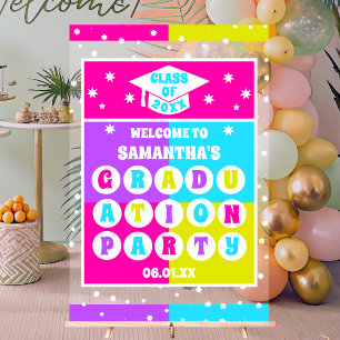 Retro Neon Graduation Party Welcome Acrylic Sign