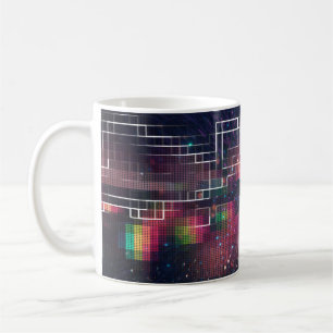 Retro neon lights and geometric seamless pattern coffee mug