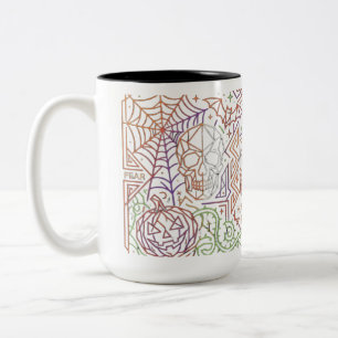 Retro Neon Line Art Halloween Mug Spooky Season
