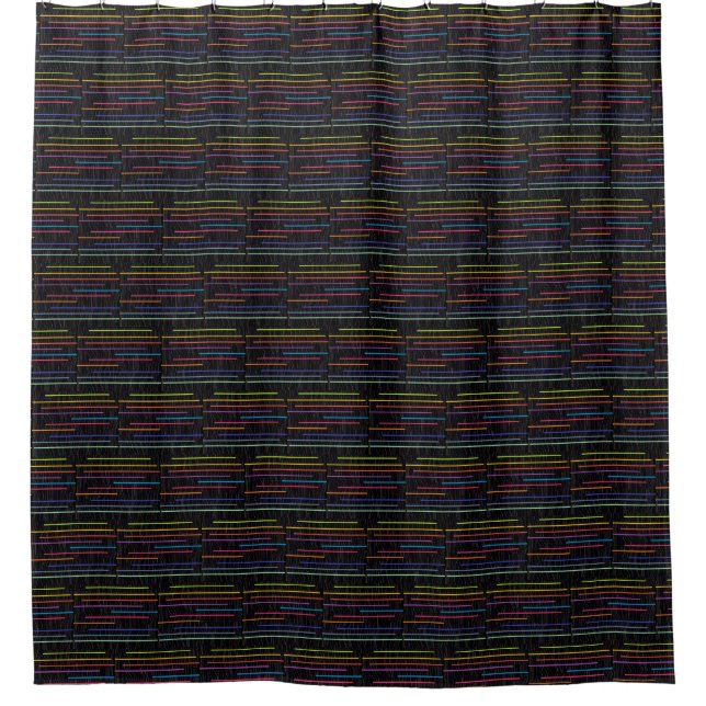 Retro Neon Lines Retro Style Shower Curtain (Front)