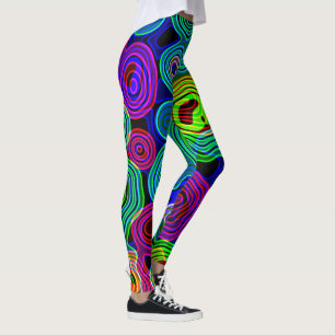 Retro Neon Liquid Dizzy Disco Lines  Leggings