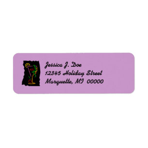 Retro Neon martini Cocktail Return address Label