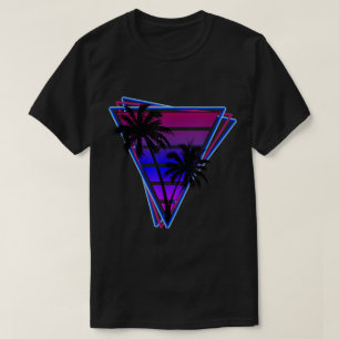 Retro Neon Palm Trees Triangle T-Shirt