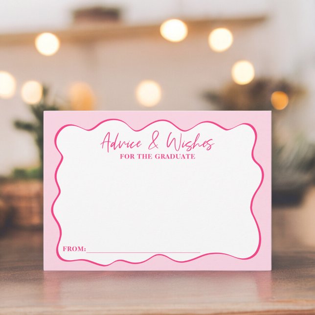 Retro neon pink script  advice wishes graduation enclosure card (Retro neon pink script advice wishes graduation enclosure card)