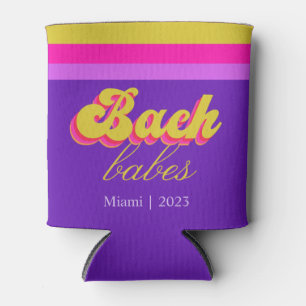 Retro Neon Purple Bachelorette Party Can Cooler