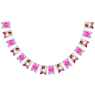 Retro Neon Queen Of Hearts Birthday Party Photo Bunting