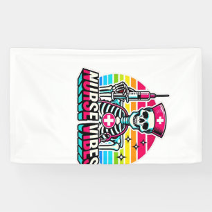 Retro Neon Skeleton Nurse � Funny Spooky Medical D Banner