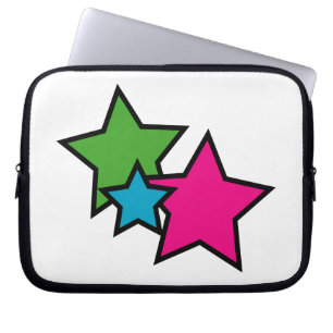 Retro Neon Stars Graphic Y2K Laptop Sleeve
