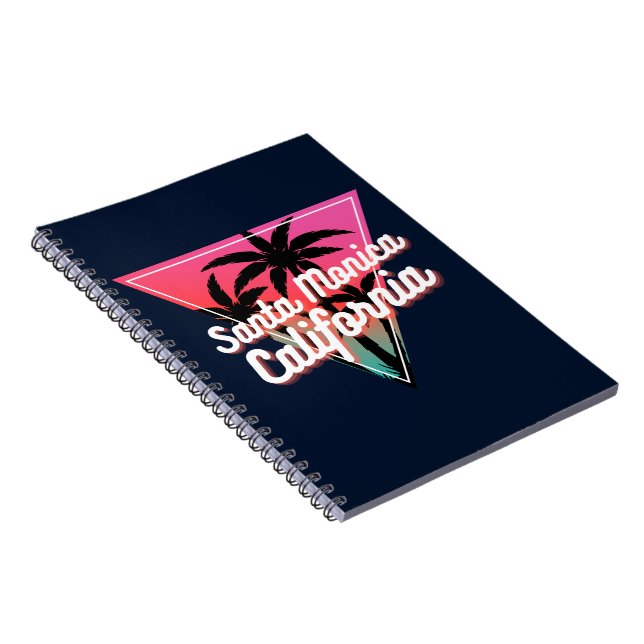 Retro Neon Sunset Palm Trees Santa Monica Notebook (Right Side)