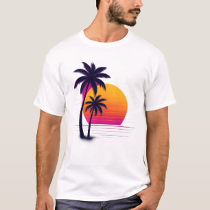 Retro Neon Sunset Palms T-Shirt