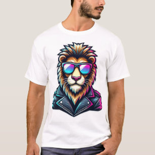 Retro Neon T-Rex Skater   80s Synthwave Dinosaur  T-Shirt