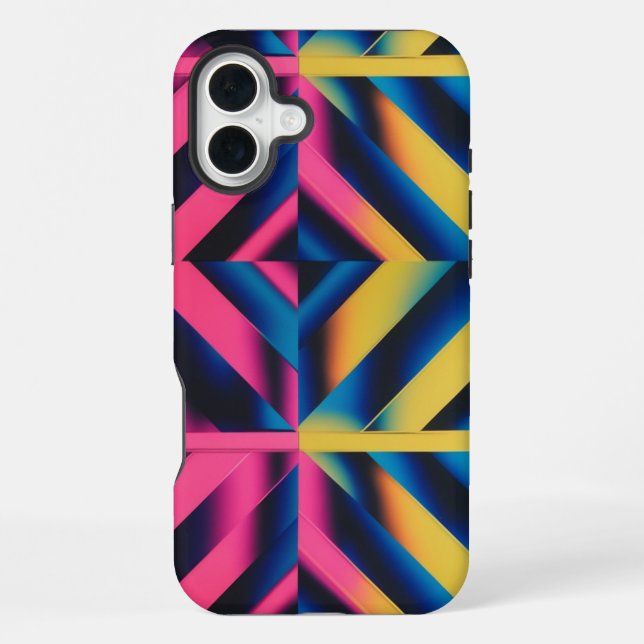 Retro Neon Triangles – Bold 80s Geometric iPhone Case (Back)