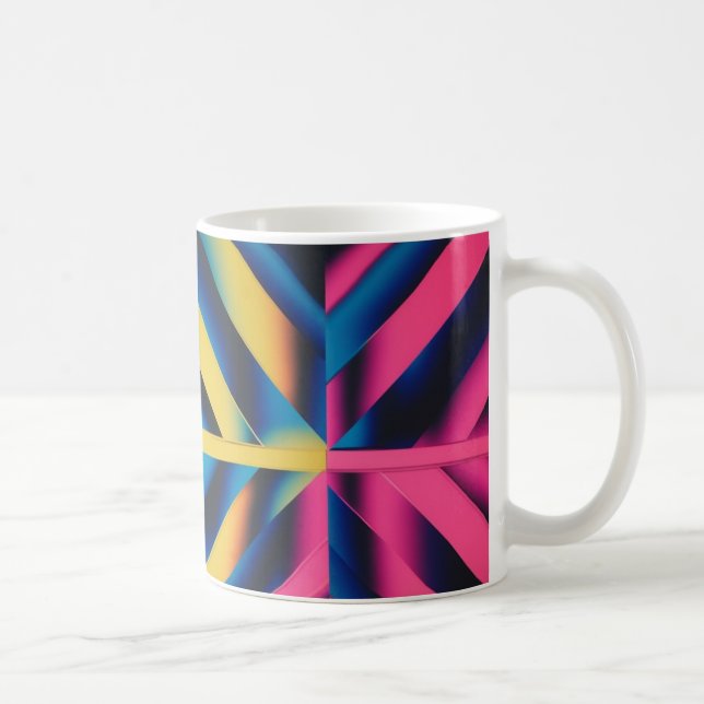 Retro Neon Triangles – Bold Geometric 80s Classic  Coffee Mug (Right)