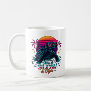 Retro Neon Turtle Vaporwave Art Coffee Mug