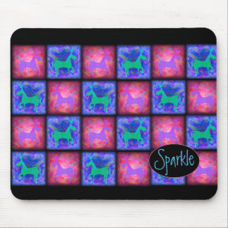 Retro Neon Unicorn Checks Pattern Mouse Mat
